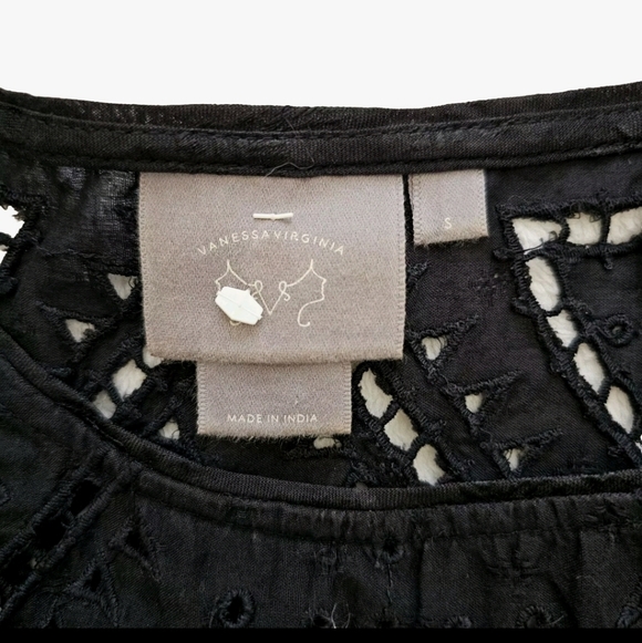 ANTHROPOLOGIE LBD Vanessa Virginia Small Embroidered Cutwork Black Eyelet Dress - Picture 14 of 14